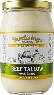 Renderings Gold Label Beef Tallow – 100% Grass-Fed, Gourmet Cooking & Baking Essential, Silky Smooth Traditional Skincare Ingredient, No Odor, Rich Nutritional Profile, Perfect for Searing & Frying