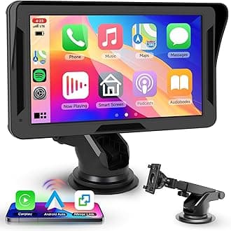 Protable Wireless Carplay Screen for Car, 7 Inch Carplay & Andrid Auto Touch Screen Radio for Car, Car Audio Receiver,DSP/Voice Control/Bluetooth/FM/AUX/TF Card/Mirror Link