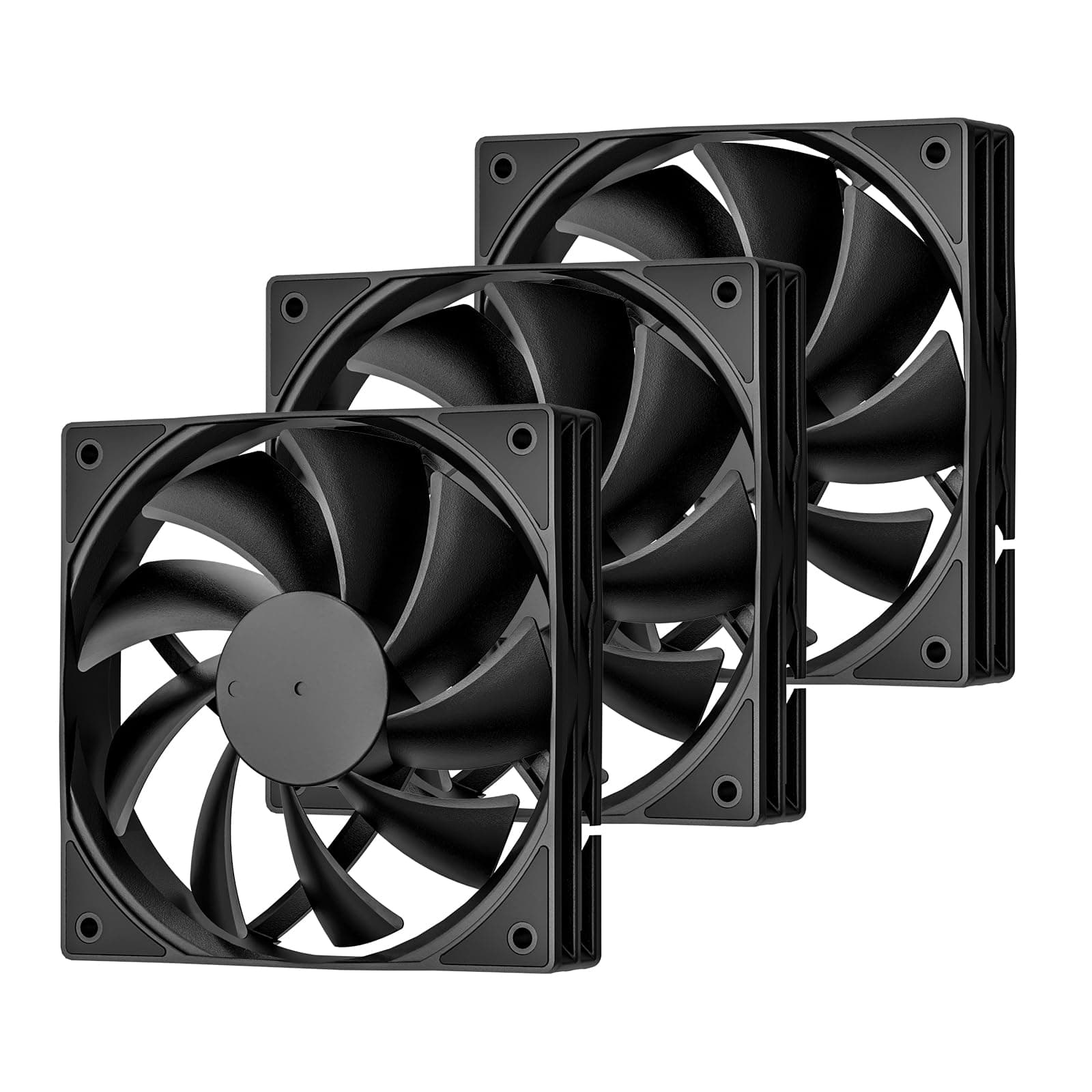 DARKROCK 3-Pack 120mm Black Computer Case Fans High Performance Cooling Low Noise 3-Pin 1200 RPM Hydraulic Bearing Quiet Long Life Up to 30,000 Hours 5 Years Warranty
