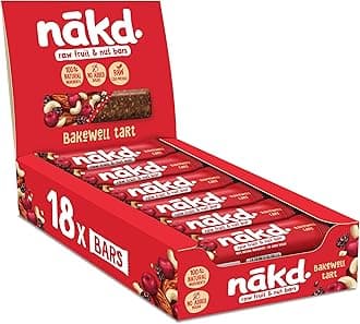 Nakd Bakewell Tart Natural Fruit & Nut Bars - Vegan - Gluten Free - Healthy Snack, 35 g (Pack of 18)