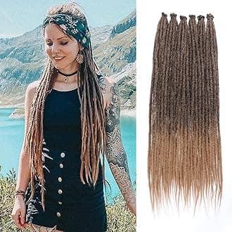 Leeven 24 Inch Synthetic Dreadlock Extensions 40 Strands SE Hippie Dreads Handmade Ombre Honey Blonde Soft 0.6 cm Width Loc Extensions Reggae Style Crochet Braiding Hair for Women and Men #T27