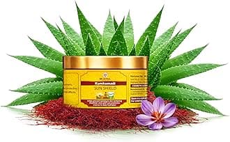 Kumkumadi Sunscreen 50gm, Ayurvedic Sun Shield with Saffron, Aloe Vera & Licorice, Sun Protection Without White Cast, Non Greasy, No Chemicals or Fragrance
