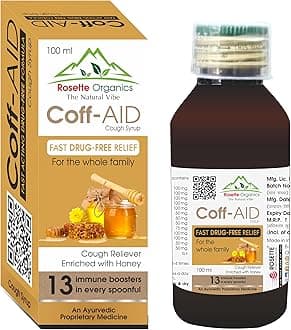 Coff-Aid Cough Syrup Fast Relief With Honey, Tulsi, Mulethi & 10 other Herbs | Ayurvedic Immunity Booster | 100 ml