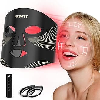 LED Face Mask Light Therapy, 4 Modes Portable Red Light Therapy for Face with 2000mAh Rechargeable Remote, Blue, Orange, 850NM Infrared & Red Light Mask, 400 LEDs for Anti-Aging, at Home