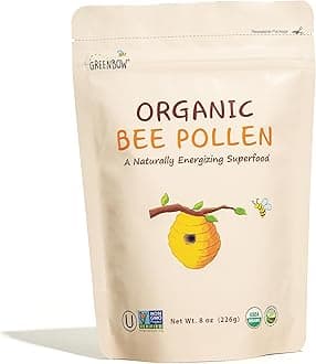 Greenbow Organic Bee Pollen - 100% USDA Certified Organic, Non-GMO, Halal, Kosher Certified, Pure & Natural Bee Pollen - Superfood Packed with Proteins, Vitamins & Minerals - Gluten Free - 8oz