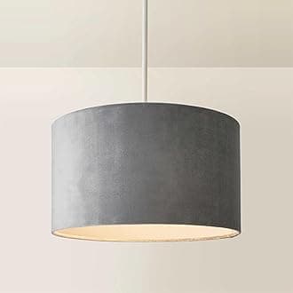 Medium Modern Grey Velvet Drum Light Shade | Lamp Shades, Home Décor & Improvement Essential | 35cm Shade Width