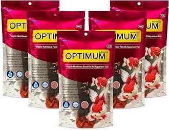 Optimum Nutritious Fish Food for All Aquarium (200g - Pack of 5 (Mini)) | Highly Digestible & Added with Fish Meal, Corn Protein Meal & Fish Oil with Free Key Ring