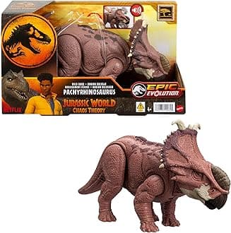Mattel Jurassic World: Chaos Theory Netflix - Wild Roar Pachyrhinosaurus Dinosaur Figure with Continuing Head Strike & Roar Sound, Posable Toy & Digital Play, Ages 4 Years & Up, HTK72