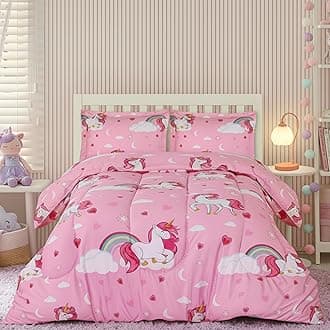 Utopia Bedding Unicorn Kids Comforter Set with 2 Pillow Shams, 3 Piece Soft Microfiber Twin Bed Comforter with Pillow Shams, Printed Kids Bedding for Boys and Girls, Lightweight, Breathable,Easy Care