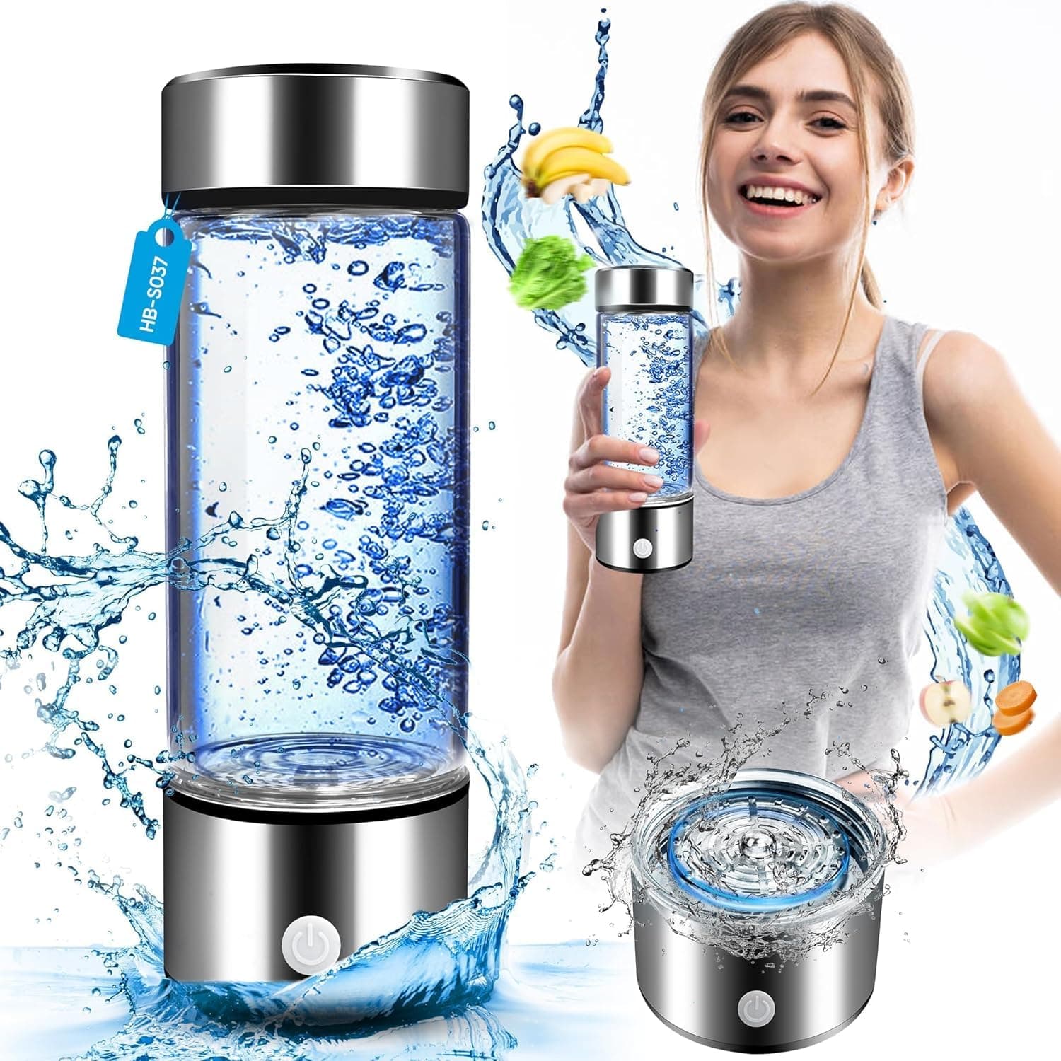 ORCHID M® Hydrogen Water Bottle Ionizer Machine With SPE PEM Technology, Ion Bottle Improve Water Quality in 3 Minutes, Water Ionizer Machine Suitable for Office, Travel, Fitness, Daily Drinking