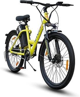 Motovolt KIVO Easy Standard Electric Cycle | 45 Km Range | 250W 36V BLDC Motor | Removable Battery - 6Ah Lithium-ion| 110 Kg Load Capacity |Front Suspension | 26” Tyres | Neon Satin