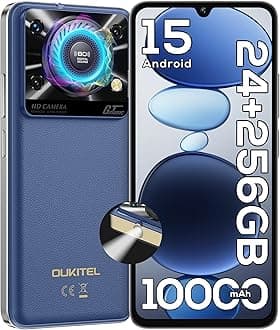 OUKITELC60 PRO Android 15 Mobile Phones(307g)-10000mAh Battery, 24GB+256GB/1TB, 6.88" Display Smartphone, 110dB Speaker, 120LM Flashlight, 13MP Camera, 4G Dual SIM Free Phone Unlocked, NFC/GPS/OTG