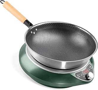 1700W 120V Concave Induction Wok Cooktop with Stainless Steel Wok, Non-Pulse Continuous Heating, 16 Power Levels, Portable Countertop Burner for Round-Bottom Woks & Stir-Fry Cooking