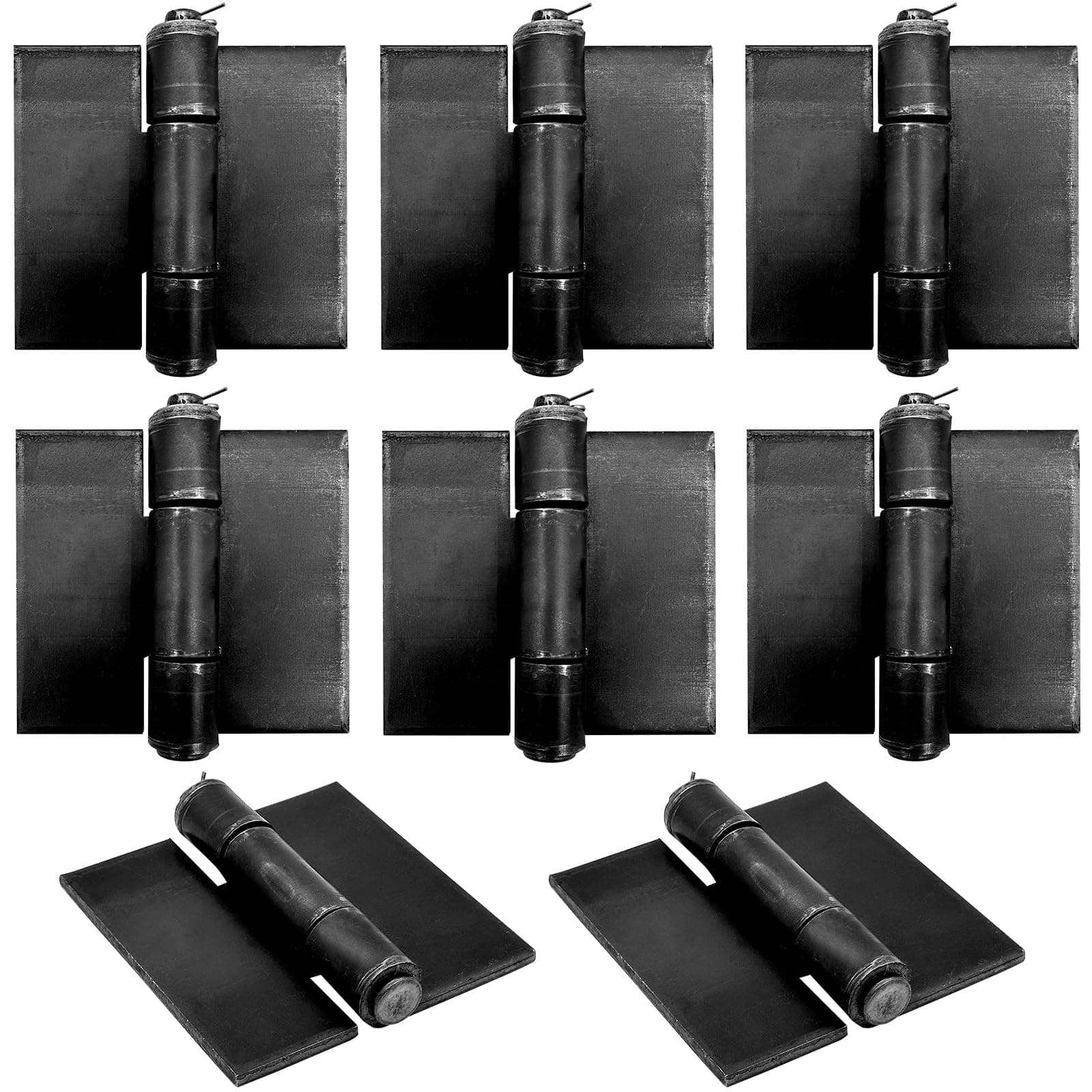 8 Pack Heavy Duty Hinges - Weld on Hinges - Solid Steel Iron Hinges - Thickness 5 mm Metal Butterfly Hinges for Gates & Doors