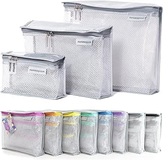 MUMI Travel Toiletry Bag Set of 3 – Clear TSA Approved Toiletry Bags for Women – Reusable Water-Resistant Makeup Organizer Pouches for Skincare, Cosmetics, Travel Accessories, Airport Packing - Gray