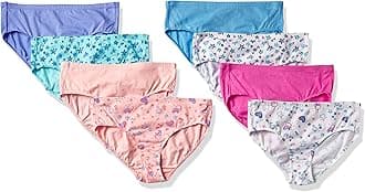 Hanes girls Hanes Ultimate Girls' Underwear, Pure Comfort Organic 100% Cotton Panties, Briefs & Hipsters, 8-pack