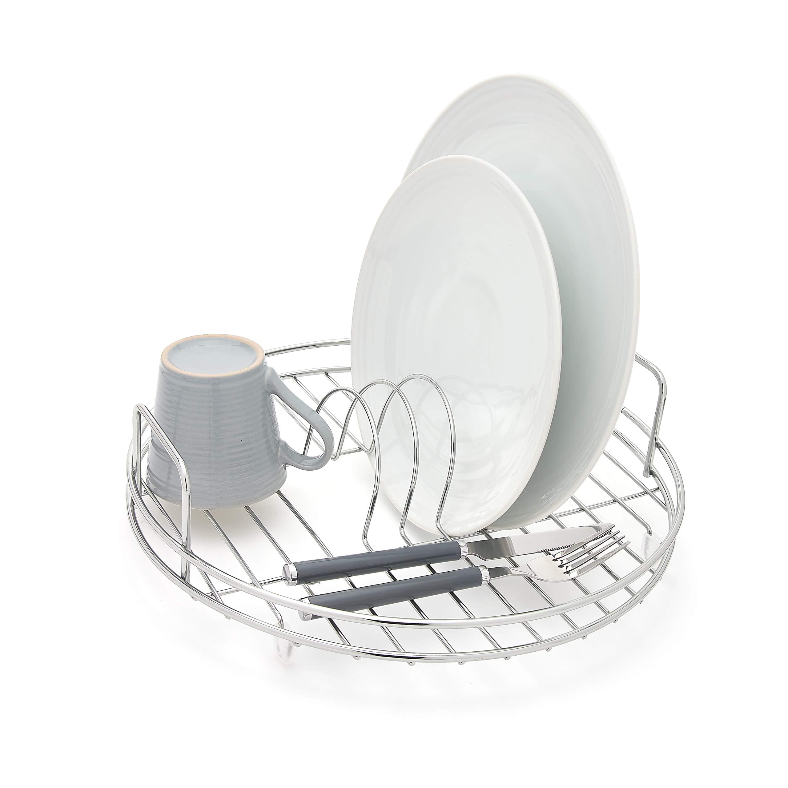 simplywire - Circular Dish Drainer - Round Sink Drying Rack - Chrome