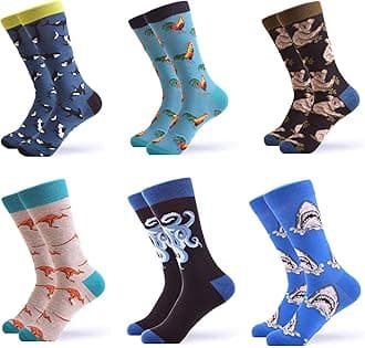 WeciBor Men's Colorful Funny Novelty Casual Combed Cotton Crew Socks Gift - - Large