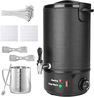 POWLAB Commercial 8L Wax Melter for Candle Making - Electric Wax Melter for Candle Making with Easy Pour Spout, Temperature Control & Quick Melt Design - Ideal for Soap, Soy Wax, Home or Business Use