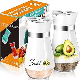Avocado Salt and Pepper Shakers Set,4 oz Glass Bottom Salt Pepper Shaker with Stainless Steel Lid Kitchen Decor and Accessories Refillable Design(Avocado)