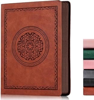 300 Pages Leather Blank Journal Notebook,Softcover Leather Blank Journal Notebook for Women Men,300 Pages Notebook for Work,Office,School Note Taking,5.7'' X 8.3'',Brown