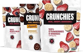 Crunchies Freeze-Dried Fruits, 100% All Natural Crispy Fruit, Non GMO and Kosher, Resealable Freeze Dried Fruit Snack Packs, Pack of 6 (Banana Lovers Variety Pack)