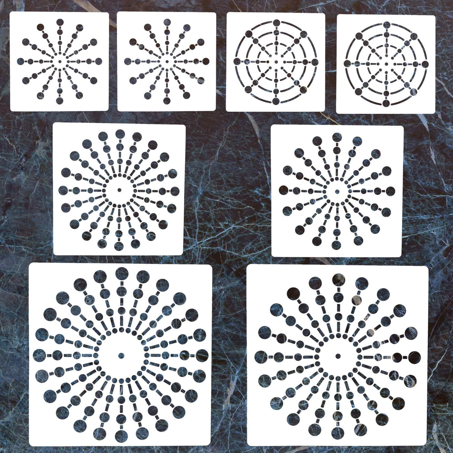 8 Pack Mandala Dotting Stencils Template,Mandala Dotting Stencils Mandala Dot Painting Stencils Painting Stencils for Painting on Wood,Airbrush and Walls Art,8/12/16/20/24 Segment