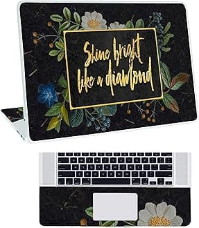 Floral D19 Top+Wrist Pad Vinyl Laptop Skin/Sticker/Cover for 14 Inches Laptops Laminated-Removable-HD Quality Compatible for Hp-Dell-Sony-Lenovo-Asus etc.(13.8x9.6 Inches)