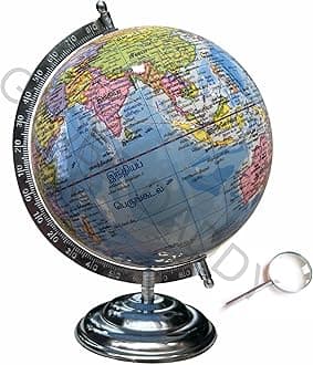 TAMIL Language Rotating World Globe 8 inch Dia with Sturdy Metal Stand for Kids and Students learning Geography,Office and Study Table- Political Colourful Map
