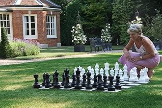 Uber Games Garden Chess Package (30cm) - perfect Garden chess game to entertain friends and family - all weather and available to buy with storage options and large chess boards.