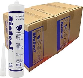 Black BioSeal 100% Silicone Sealant Caulk General Purpose, Waterproof and No Odor 10.1 Ounce Cartridge -Black (50)