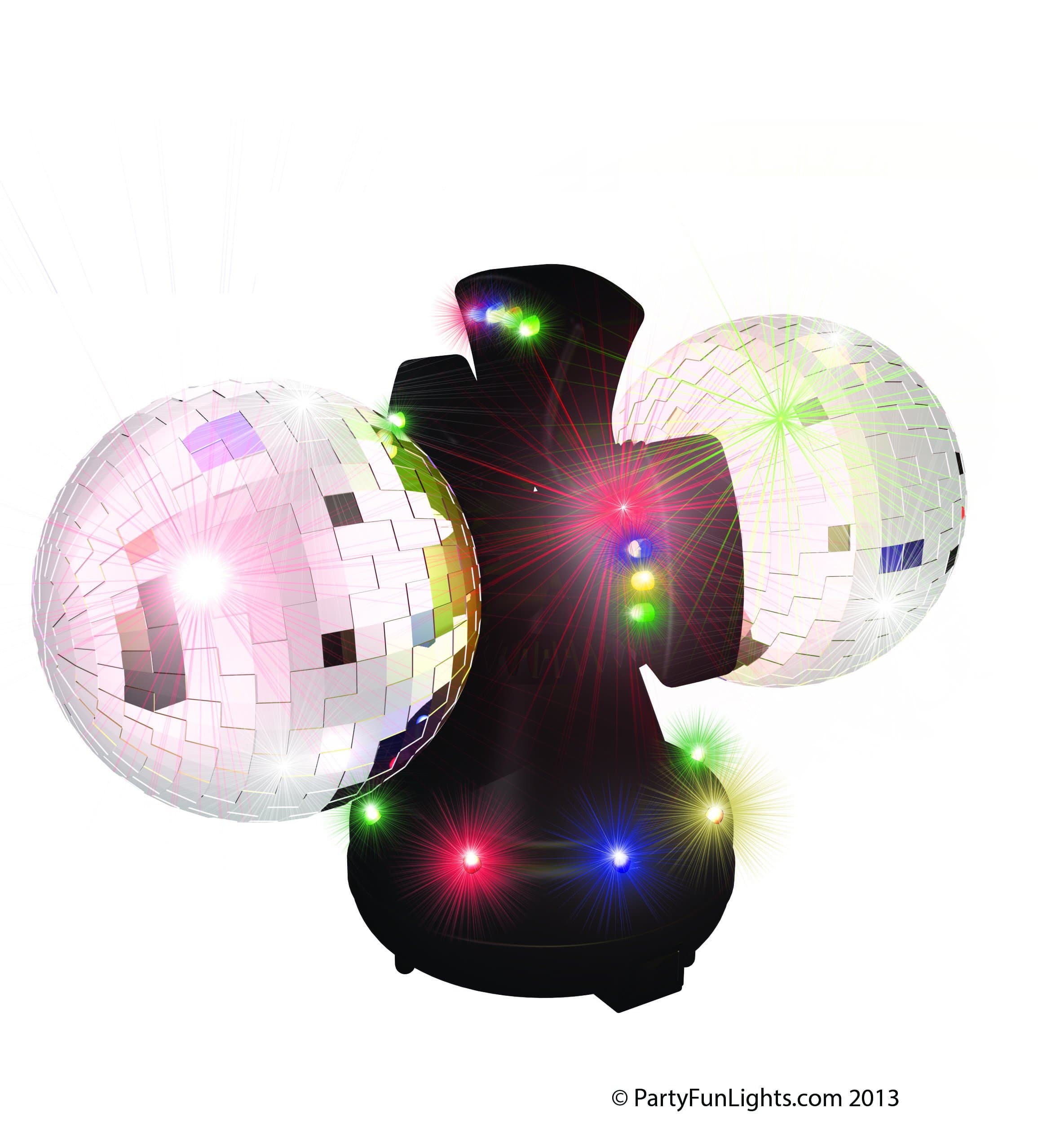 Double Twin Rotating Multicolored LED Mirror Disco Ball