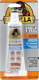 Gorilla Waterproof Caulk & Seal Silicone Sealant, 2.8oz Squeeze Tube (Pack of 1) - Clear Caulking Sealant for Kitchen, Window, Bath, Marine, Door and More