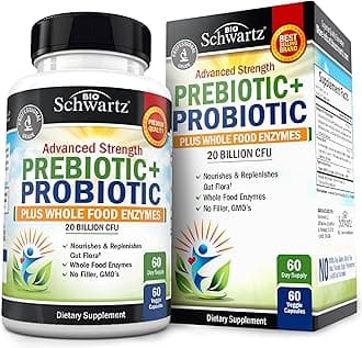 Advanced Prebiotics and Probiotics for Women & Men, Immune, Digestive & Gut Health with L. Reuteri, Inulin Fiber, Digestive Enzymes, Non-GMO, Gluten-Free, Dairy-Free, 60 Capsules