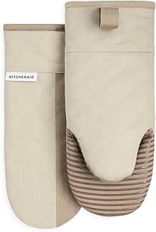 KitchenAid Kitchen Aid Beacon Oven Mitt Set, 5.75"x13", Milkshake/Beige