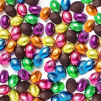 200pcs Chocolate Foiled Mini Eggs for Easter Egg Hunt | 1Kg Solid Milk Chocolate Multi Colored Balls for Easter Bags filling