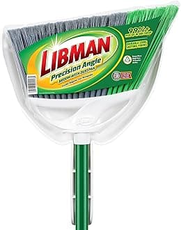 Libman Precision Angle Broom with Dustpan Combo Set for Sweeping Indoor and Outdoor Floors, Pet, Dog Hair Broom, 49” Long Handle, 11" Wide Broom, 10.25" Wide Dust Pan
