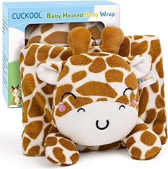 Baby Colic and Gas Relief, Heated Tummy Wrap for Newborns Belly Relief by Soothing Warmth, Baby Heating Pad Swaddling Belt Relief & Soothe Gas, Colic and Upset Stomach for Newborn to Toddler (Giraffe)