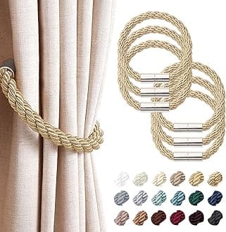 NICEEC 6 Pack Strong Magnetic Curtain Tiebacks Modern Simple Style Drape Tie Backs Convenient Decorative Weave Rope Curtain Holdbacks for Thin or Thick Home & Office Window Draperies (Bronze)
