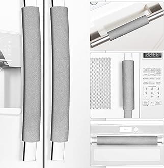 Refrigerator Door Handle Covers, Set of 5, Keep Your Kitchen Appliance Clean from Smudges, Drips, Food Stains, Oil, Handmade Decor Protector for Fridge, Ovens, Dishwashers (Grey)