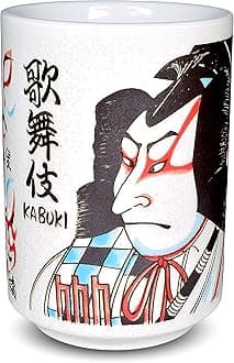 Japanese Yunomi Sushi Tea Cup, Kabuki Matsuoumaru Print