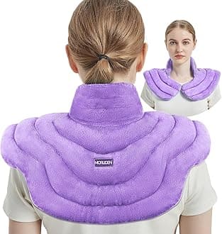Neck Heating Pad Microwavable for Shoulders, Warmer Wrap Microwave Heating Pad for Neck and Shoulders for Pain Relief (Purple)