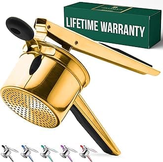 Bellemain 15 oz Gold Large Potato Ricer | Heavy-Duty Stainless Steel Potato Ricer & Masher | Perfect for Mashed Potatoes | Ricer Kitchen Tool with Fixed Disc (Gold)