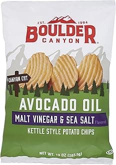 Boulder Canyon Avocado Oil Malt Vinegar & Sea Salt Chips 10oz, (Pack of 12)