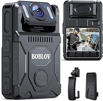 BOBLOV M7 256G Body Camera with 180 Rotatable Lens, 4000mAh Battery with GPS Body Cam, Last 14 Hours Video Recording, Police Body Worn Cam for Daily Shooting, Patrol, Police (256GB)