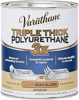 Varathane Triple Thick Polyurethane Clear Wood Finish | Self-Leveling Formula | Scratch And Stain Resistance | Durability In One Coat | Semi-Gloss | Quart