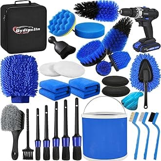 Qydipclin 29Pcs Car Detailing Kit, Car Detailing Brush Set, Car Wash Cleaning Kit, Car Detailing Brushes, Professional Car Care Kit for Interior Exterior Wheels, Blue