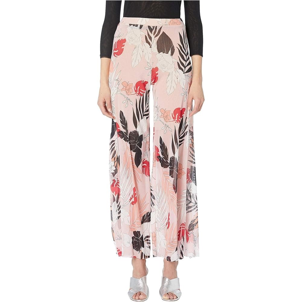 Leaf Print Slip Detail Pants