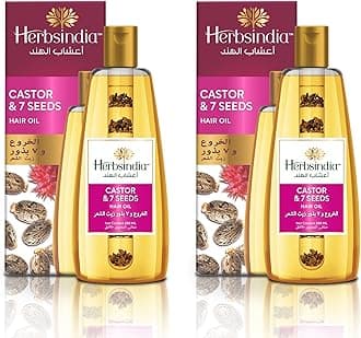 Herbsindia Castor & 7 Herbal Seeds Hair Oil With Nourish Tube | For Thicker & Softer Hair| Silicone & Paraben Free | All Hair Types| 280ml (Pack of 2)