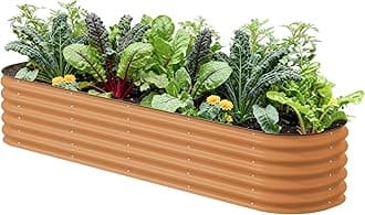 Vego Garden - Raised Garden Bed Kit, 17" Tall, 9 in 1, 8' x 2', Raised Metal Planter for Vegetables, Flowers, Plant Box, Terra Cotta